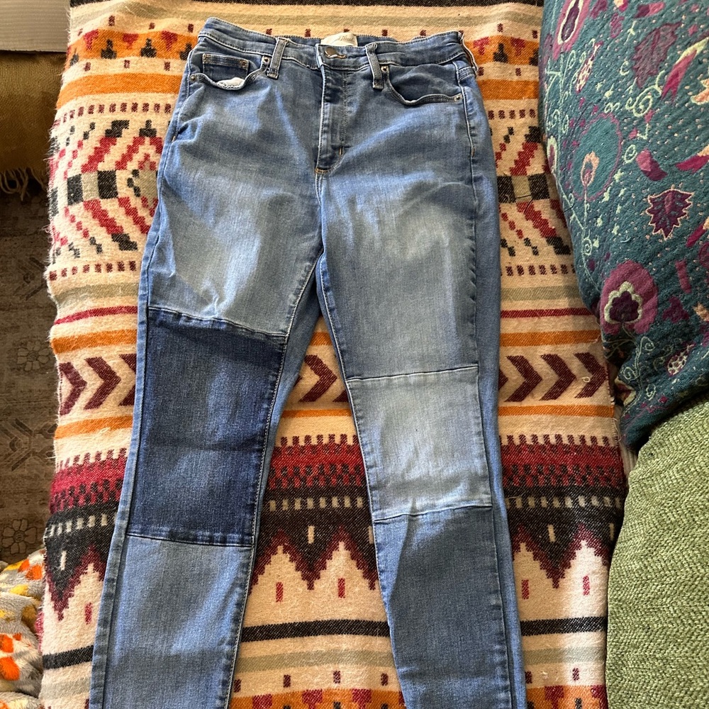Universal Thread Patchwork Blue Skinny Jeans